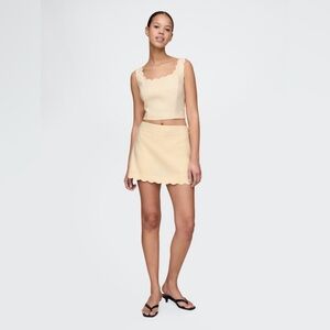 Like-New GAP Coordinated Set: Linen-Blend Scalloped Crop Top & Mini-Skort